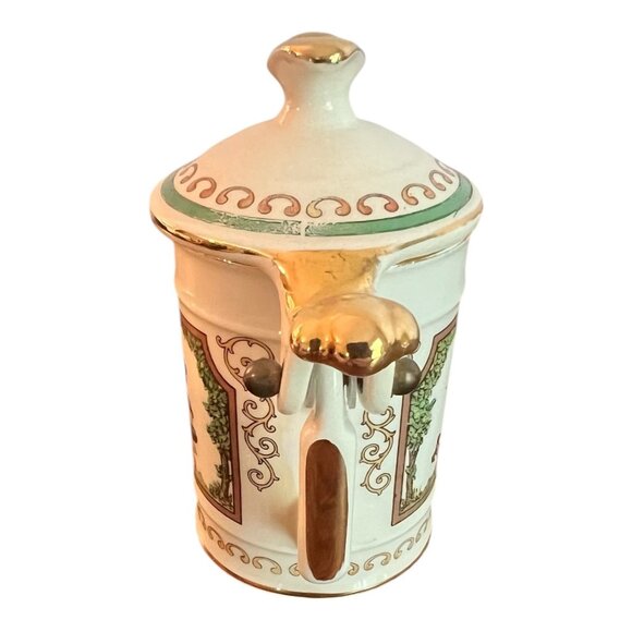 Vtg Aurora Ceramiche Made Italy Porcelain Teapot Hinged Lid & Gold Trim 4.5" Tal - Picture 9 of 9